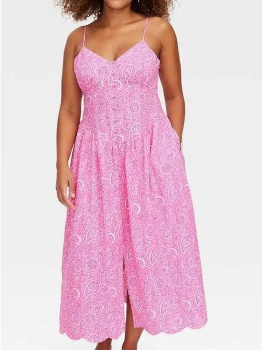 Roller Rabbit Pink Paisley Spaghetti-Strap Midi Dress